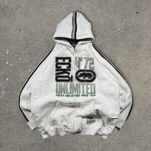 Vintage Y2K White Ecko Unltd Hoodie Baggy Patch Jesse Pinkman Vibe Size 2XL